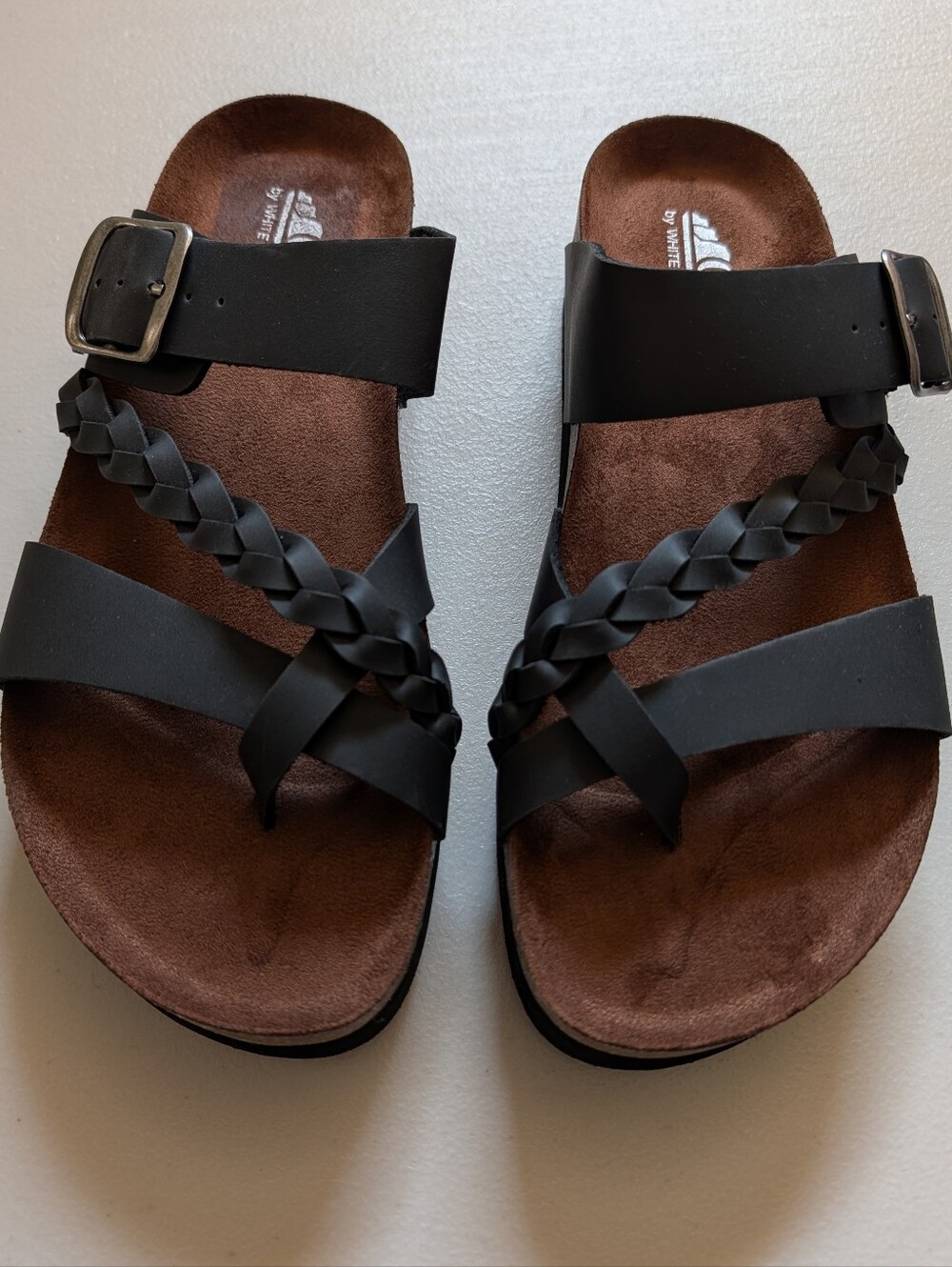 Cliffs Black Braided Strap Sandals 8M Woman